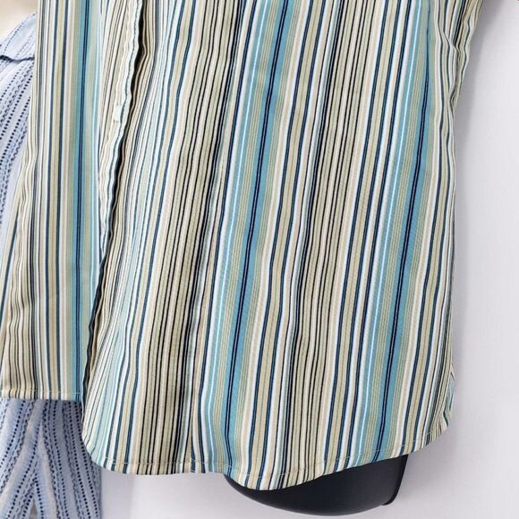 Blouses Size Lg Button Front Short Sleeves Stripes - Picture 5 of 7